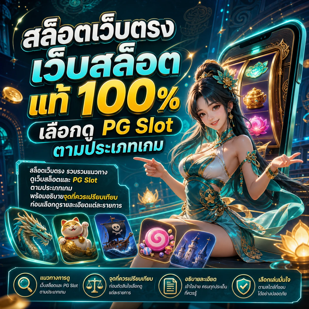 ภาพประกอบเชิงนามธรรมของการเลือกดูเกมสล็อตตามประเภทเกม